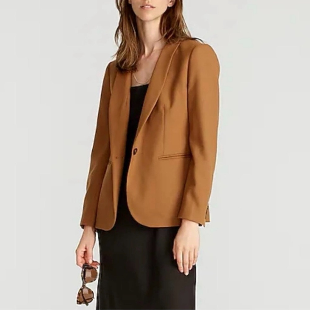 J. CREW Camel Brown Wool Blazer Jacket One Button Career